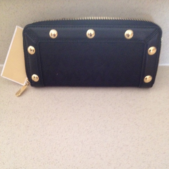 Michael Kors Handbags - Michael Kors Black with Gold Studs Delancy Wallet